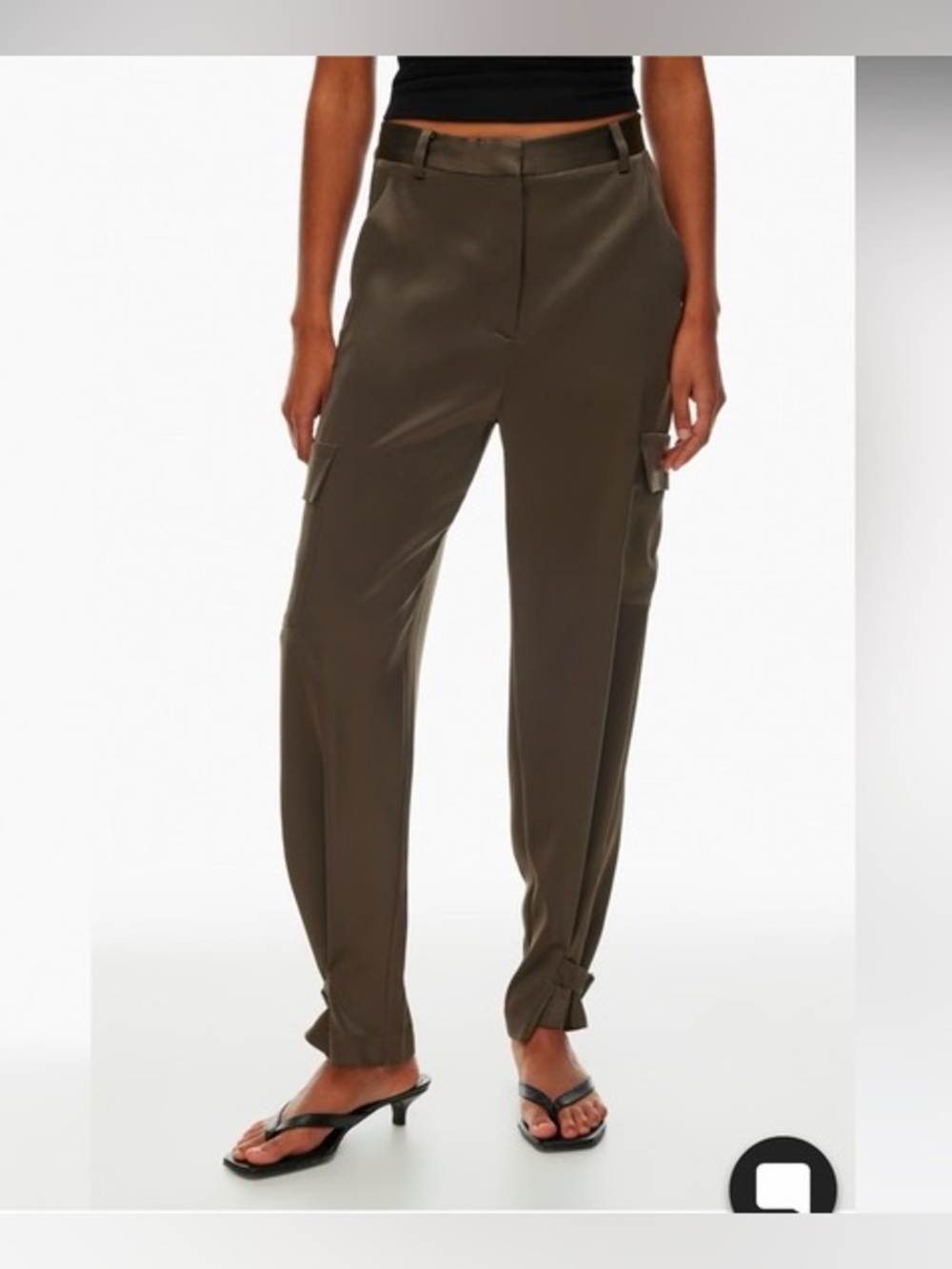 Aritzia Babaton Refined Satin Cargo Pants Dark Olive 6 high waist utility pants